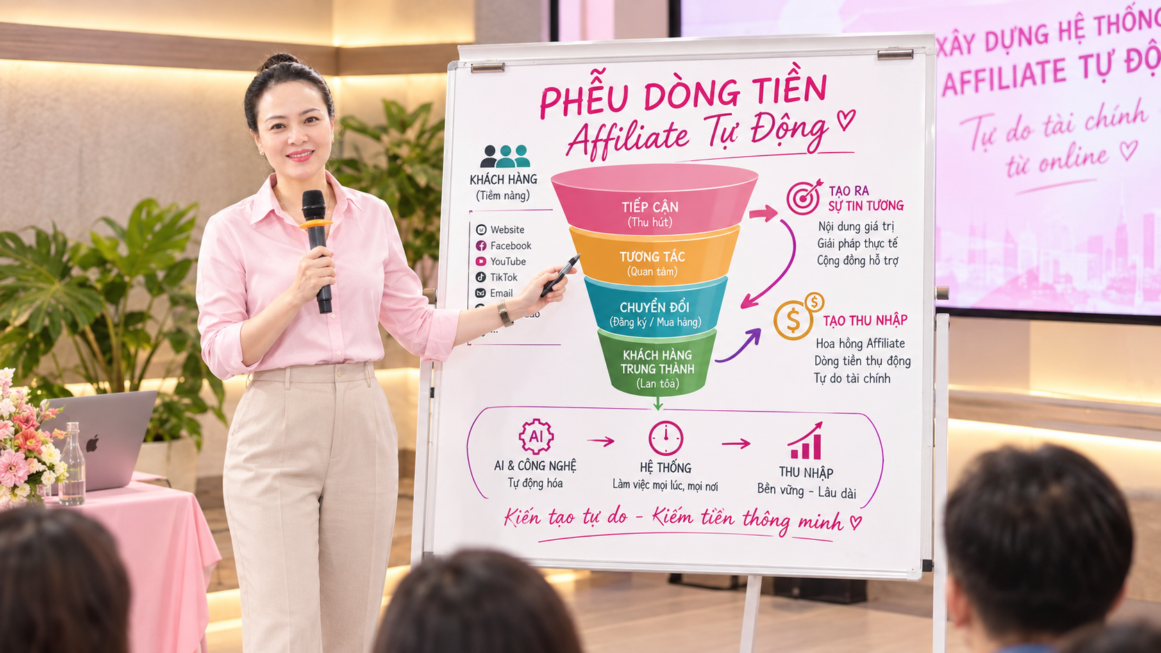 Phương Văn Hùng đứng bảng phễu chuyển đổi